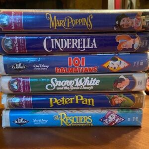 (6) Classic Vintage Walt Disney VHS children’s videos
